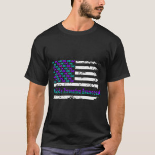 Suizidprävention Bewusstsein der USA Flagge Amerik T-Shirt