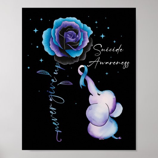 Suizidprävention Bewusstsein Elephant Sonnenblume Poster (Vorne)