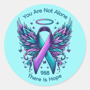Suizidprävention Bewusstsein Ende Stigma 988 Hoffn Runder Aufkleber