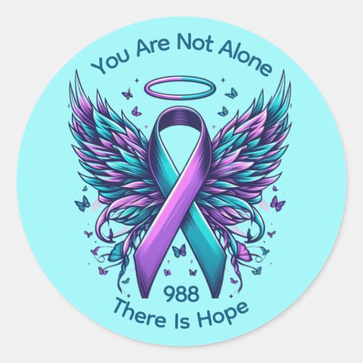 Suizidprävention Bewusstsein Ende Stigma 988 Hoffn Runder Aufkleber (Vorderseite)