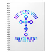 Suizidprävention Bewusstsein Er sieht dich Matte Notizblock (Vorderseite)