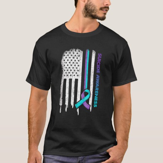 Suizidprävention Bewusstsein für die Flagge der US T-Shirt (Vorderseite)