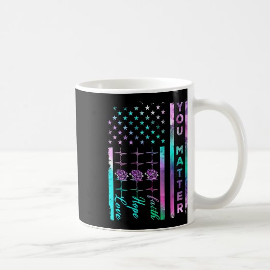 Suizidprävention Bewusstsein für Ihr Problem Ameri Kaffeetasse (Rechts)