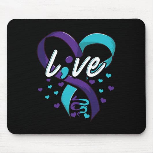 Suizidprävention Bewusstsein Live-Liebe Semicolon Mousepad (Vorne)