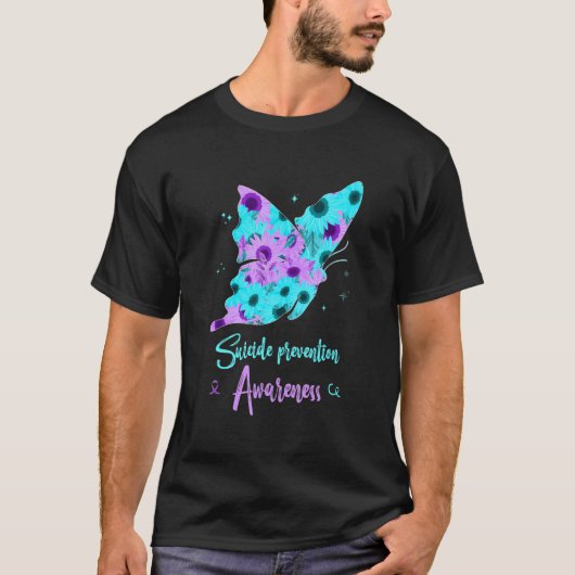 Suizidprävention Bewusstsein Schmetterling Sonnenb T-Shirt (Vorderseite)