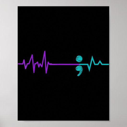 Suizidprävention Bewusstsein Semicolon Bleibe Poster (Vorne)