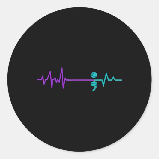 Suizidprävention Bewusstsein Semicolon Bleibe Runder Aufkleber (Vorderseite)