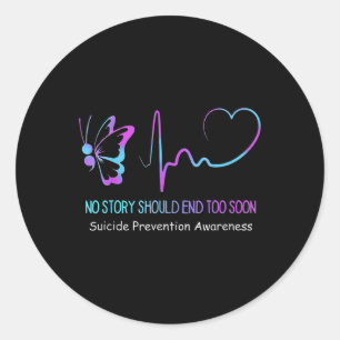 Suizidprävention Bewusstsein Semicolon Butterfly H Runder Aufkleber