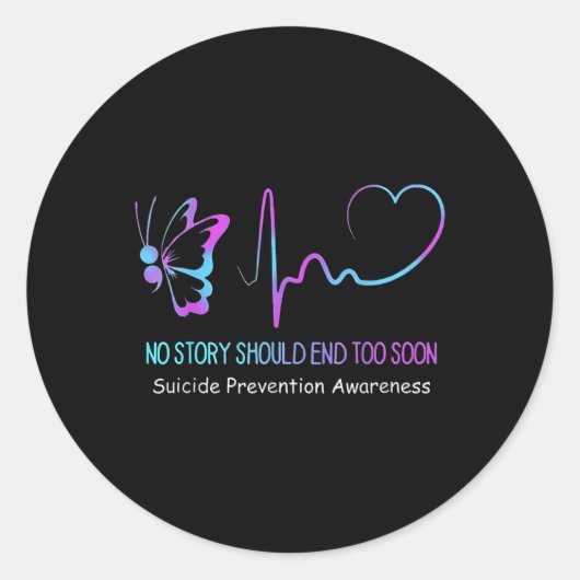 Suizidprävention Bewusstsein Semicolon Butterfly H Runder Aufkleber (Vorderseite)