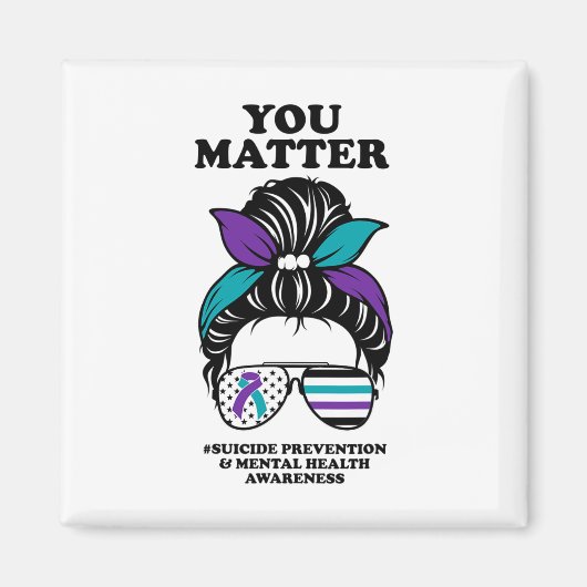 Suizidprävention Bewusstsein Sie Problem Messy Bun Magnet (Vorne)
