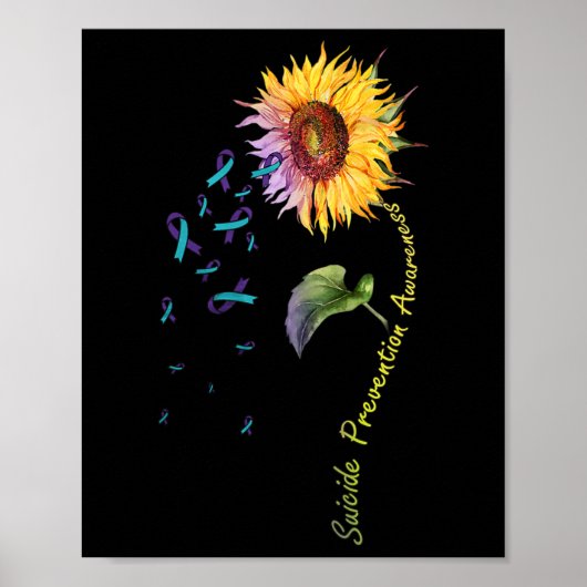 Suizidprävention Bewusstsein Sonnenblume Poster (Vorne)