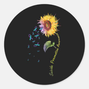 Suizidprävention Bewusstsein Sonnenblume Runder Aufkleber