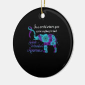 Suizidprävention Bewusstsein Sonnenblumen-Elefant Keramik Ornament (Links)