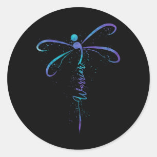 Suizidprävention Bewusstsein Warrior Dragonfly Sem Runder Aufkleber