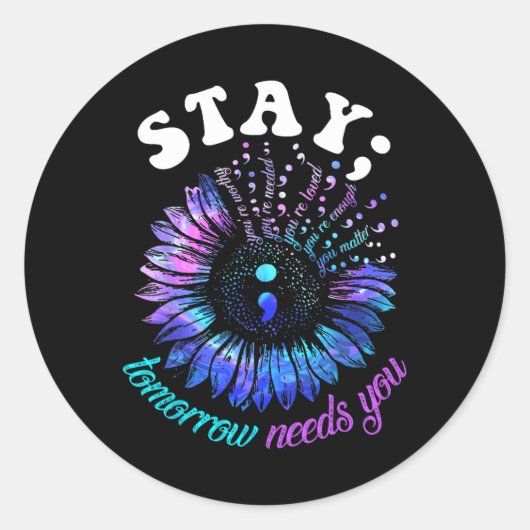 Suizidprävention Bleibe Morgen braucht Mental Runder Aufkleber (Vorderseite)
