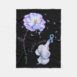 Suizidprävention Blume Elephant Ribbo Fleecedecke