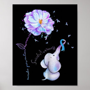 Suizidprävention Blume Elephant Ribbo Poster