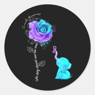 Suizidprävention Blume Elephant Ribbo Runder Aufkleber