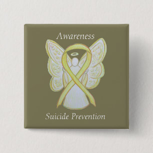 Suizidprävention Engel Awareness Ribbon Buttone Button