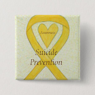 Suizidprävention Gelbe Bewusstseinsbildung Button