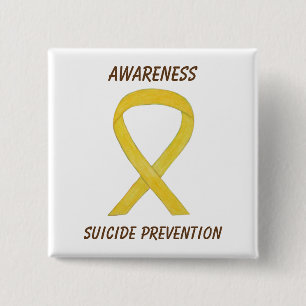 Suizidprävention Gelbe Bewusstseinsbildung Buttone Button