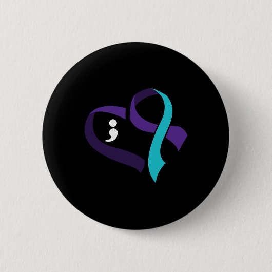 Suizidprävention Herz Semicolon Psychische Gesundh Button (Vorderseite)