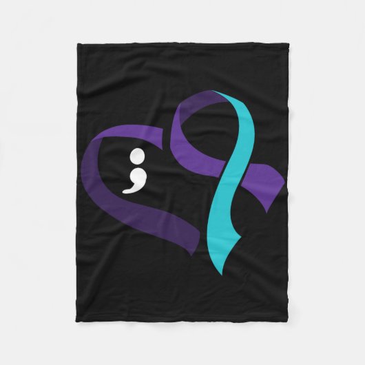 Suizidprävention Herz Semicolon Psychische Gesundh Fleecedecke (Vorderseite)