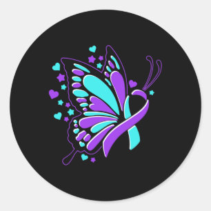 Suizidprävention Monat Schmetterling Ribbo Runder Aufkleber
