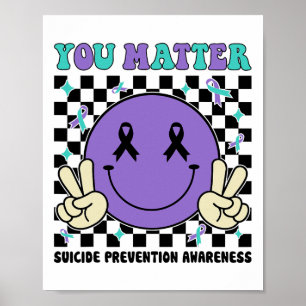 Suizidprävention Sie Problem Aquamariner Lila Selb Poster