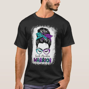 Suizidprävention Warrior Aquamarin und Lila Messen T-Shirt