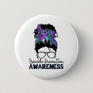 Suizidprävention Warrior Messy Bun Suicide Aware Button