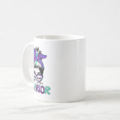 Suizidprävention Warrior Messy Bun Suicide Aware Kaffeetasse (Vorderseite Links)