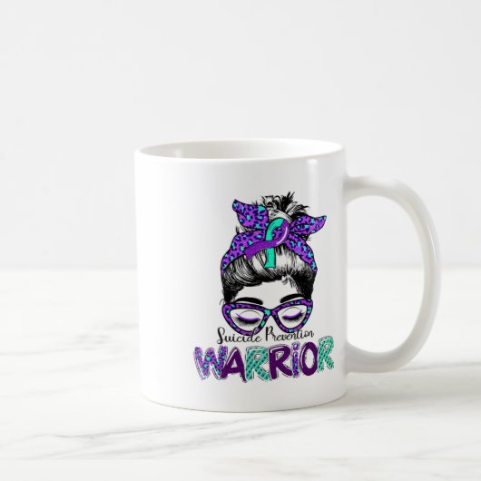 Suizidprävention Warrior Messy Bun Suicide Aware Kaffeetasse (Rechts)