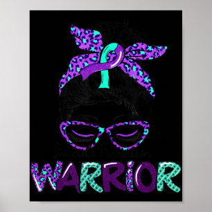 Suizidprävention Warrior Messy Bun Suicide Aware Poster