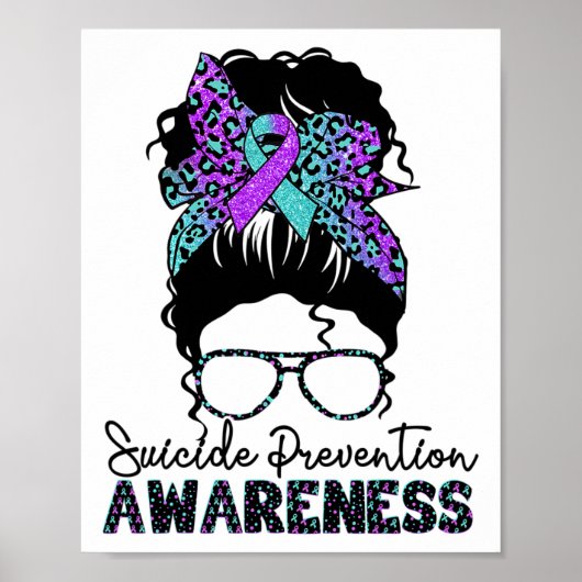 Suizidprävention Warrior Messy Bun Suicide Aware Poster (Vorne)