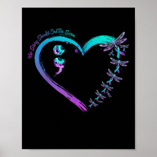 Suizidprävention Woche Dragonfly Herz Ribbon Sem Poster