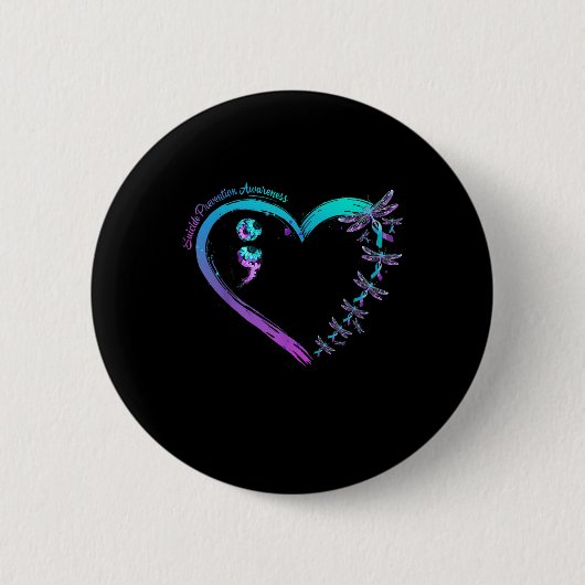 Suizidpräventions-Bewusstsein Libellen-Herz-Liebe  Button (Vorderseite)