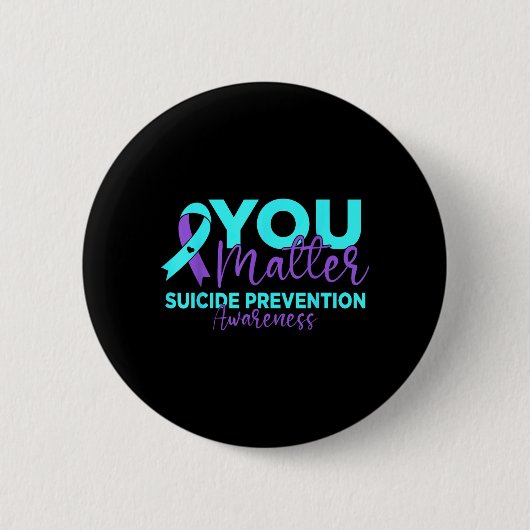 Suizidpräventions-Bewusstsein Teal Purple Ribbon Button (Vorderseite)