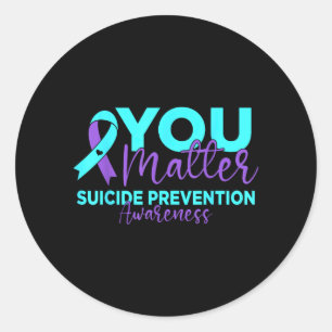 Suizidpräventions-Bewusstsein Teal Purple Ribbon Runder Aufkleber