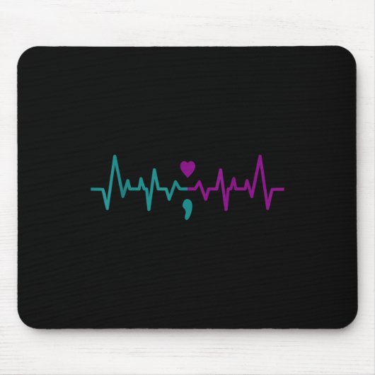 Suizidpräventionsbewusstsein Semikolon Bleib Herzs Mousepad (Vorne)