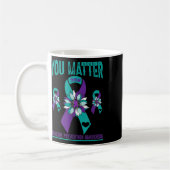 Suizidpräventionsbewusstsein Sie Teal & Lila Kaffeetasse (Links)