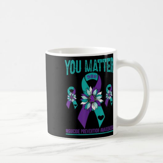 Suizidpräventionsbewusstsein Sie Teal & Lila Kaffeetasse (Rechts)