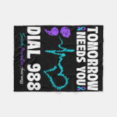 Suizidverhütung 988 Morgen braucht Mental H Fleecedecke (Vorderseite (Horizontal))