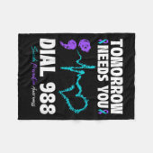 Suizidverhütung 988 Morgen braucht Mental H Fleecedecke (Vorderseite (Horizontal))