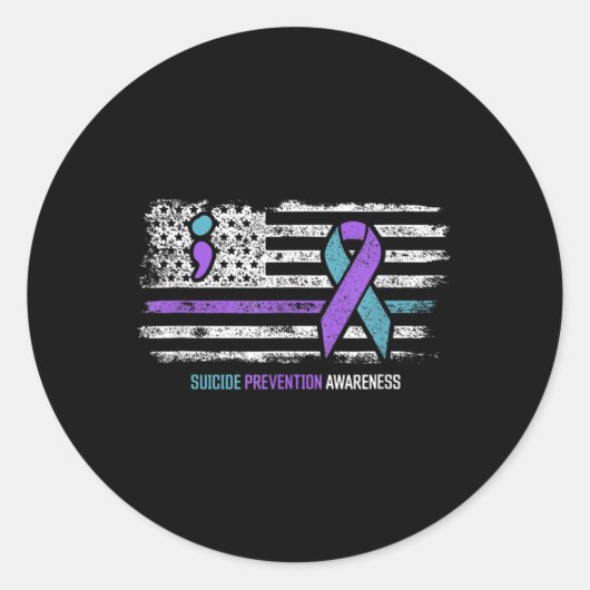 Suizidverhütung Amerikanische Flagge Selbstmordbew Runder Aufkleber (Vorderseite)
