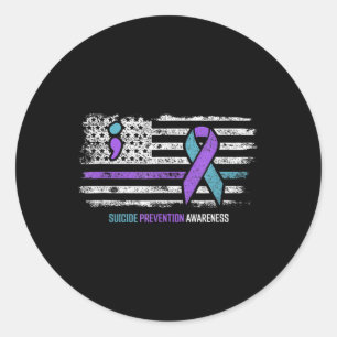 Suizidverhütung Amerikanische Flagge Selbstmordbew Runder Aufkleber