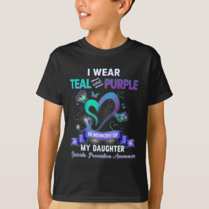 Suizidverhütung Ich trage Aquamarines Lila Gedächt T-Shirt