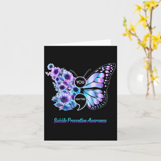 Suizidverhütung Semicolon Butterfly Karte (Gelbe Blume)