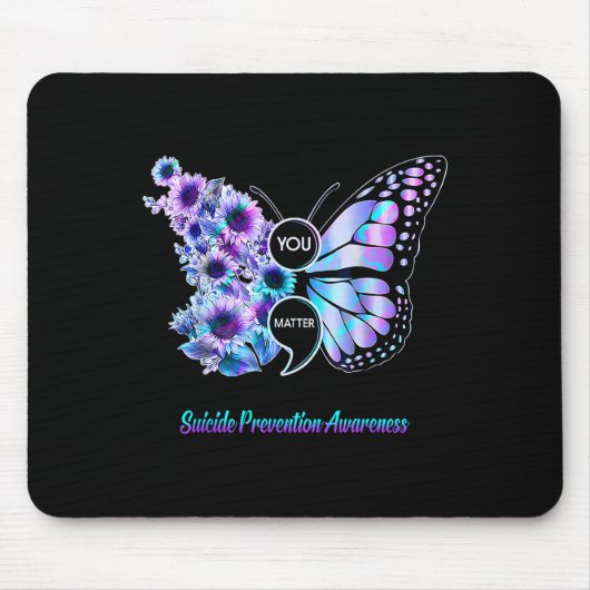 Suizidverhütung Semicolon Butterfly Mousepad (Vorne)