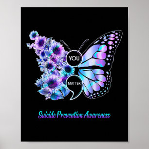 Suizidverhütung Semicolon Butterfly Poster